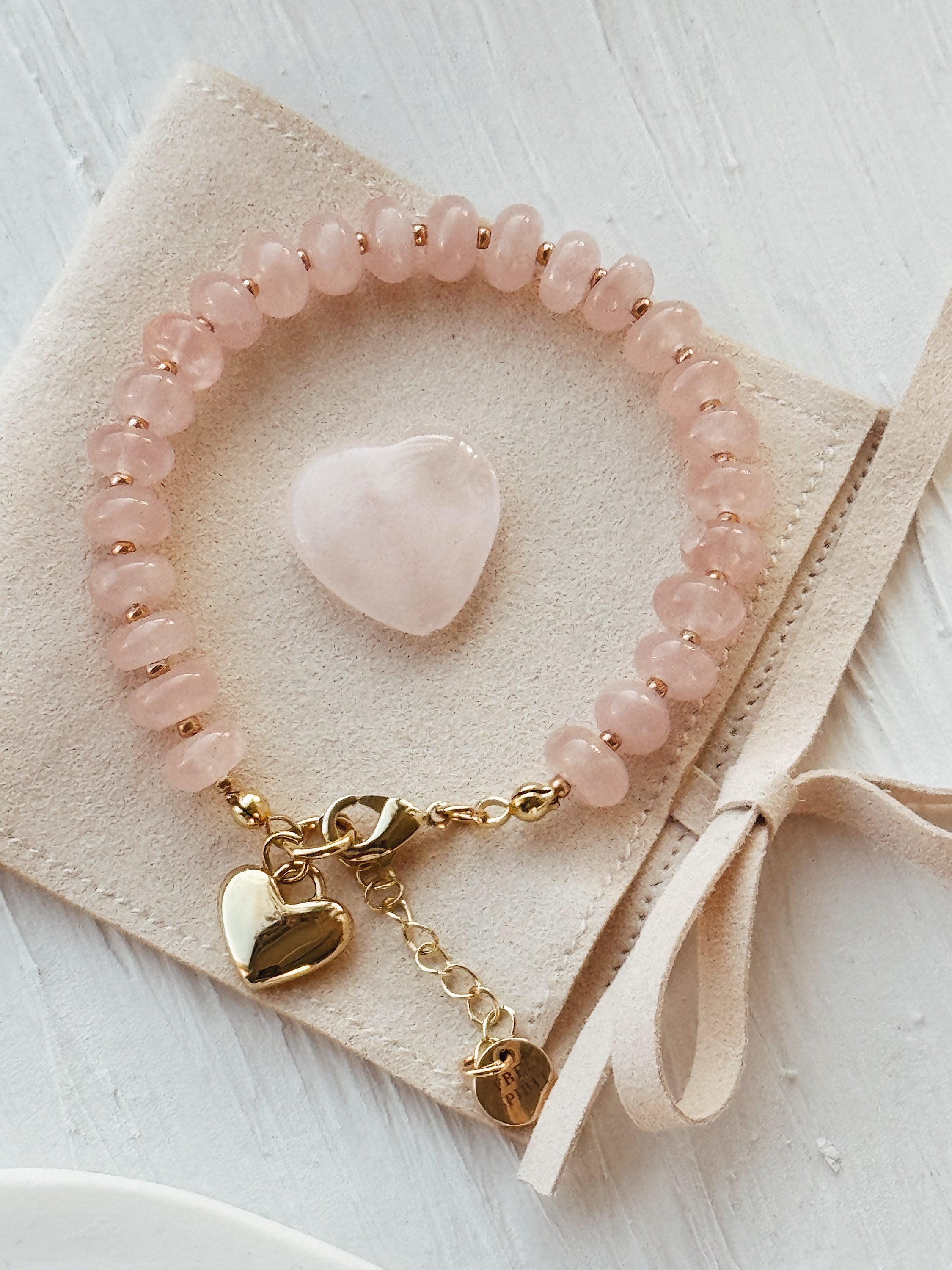 Heart healer bracelet - rose quartz - 18k plated image 0